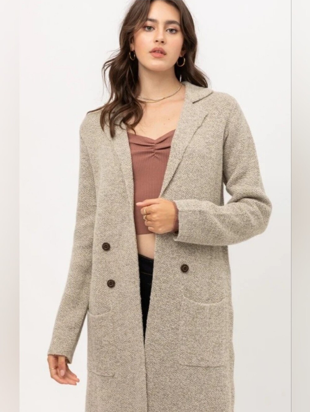 Sugar Rain Oatmeal Sweater Cardigan Jacket